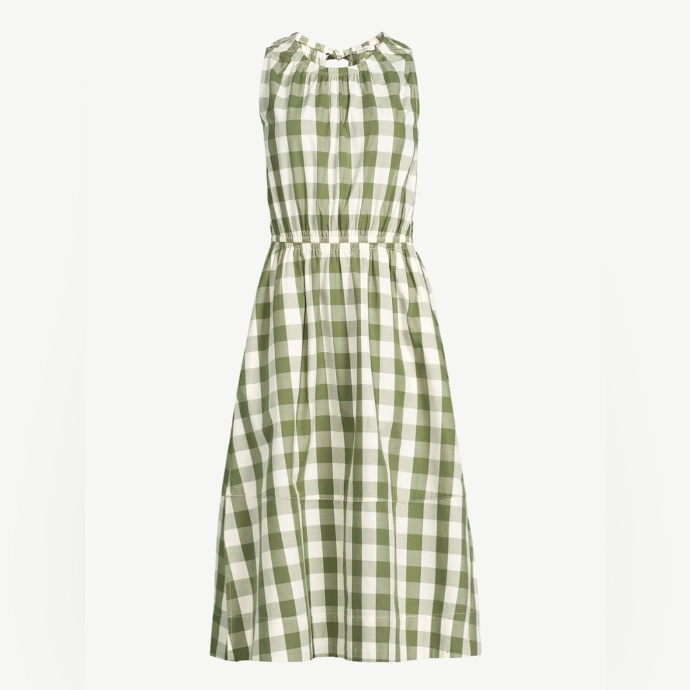Free assembly sleeveless fit flare Green and White Checkered Dress small gingham